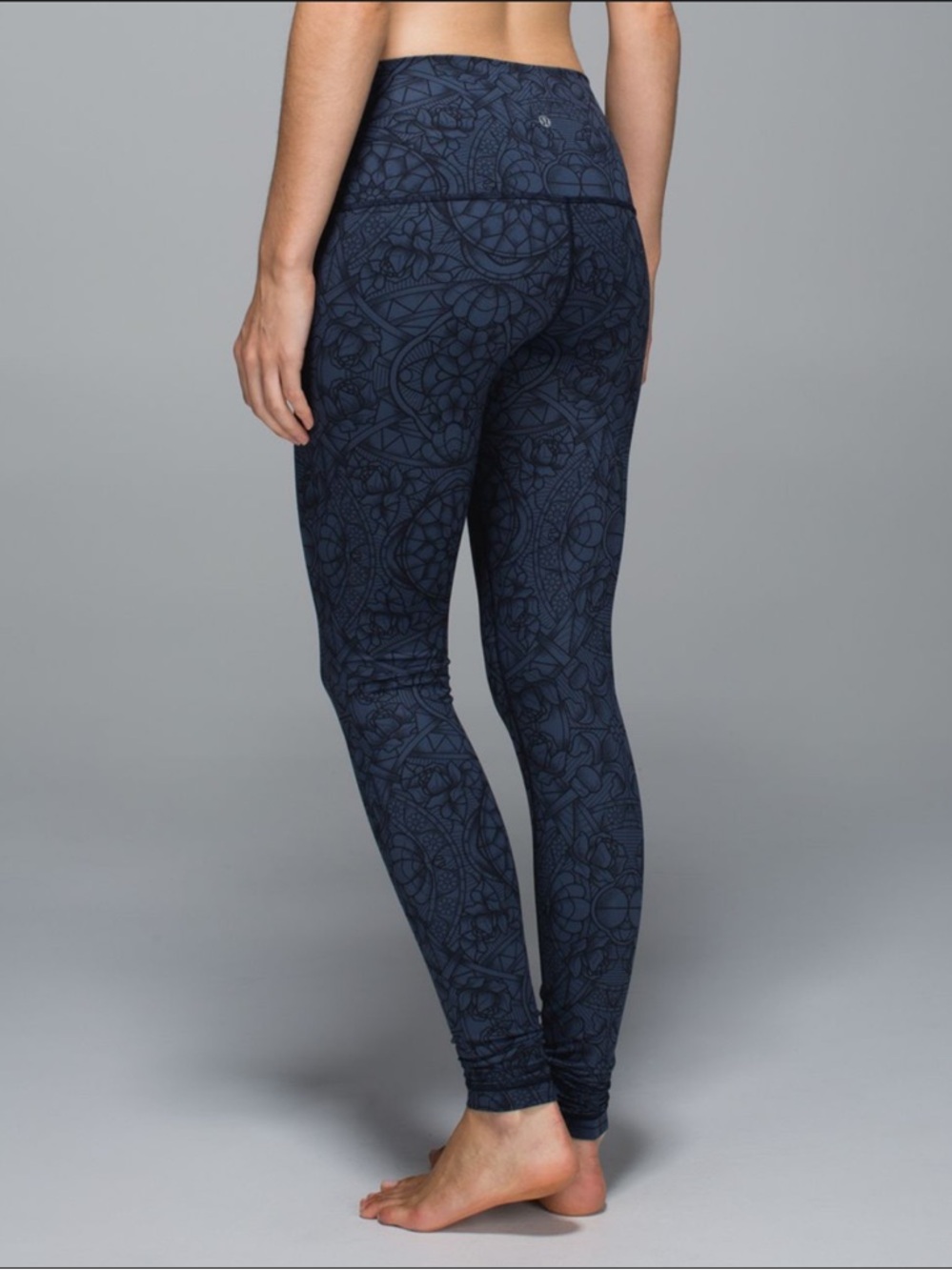 Lululemon Wunder Under Pant * Full On Luon Roll Down Prisma Inkwell Black Sz 2